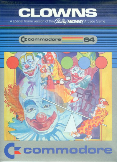 Clowns box art for Commodore 64